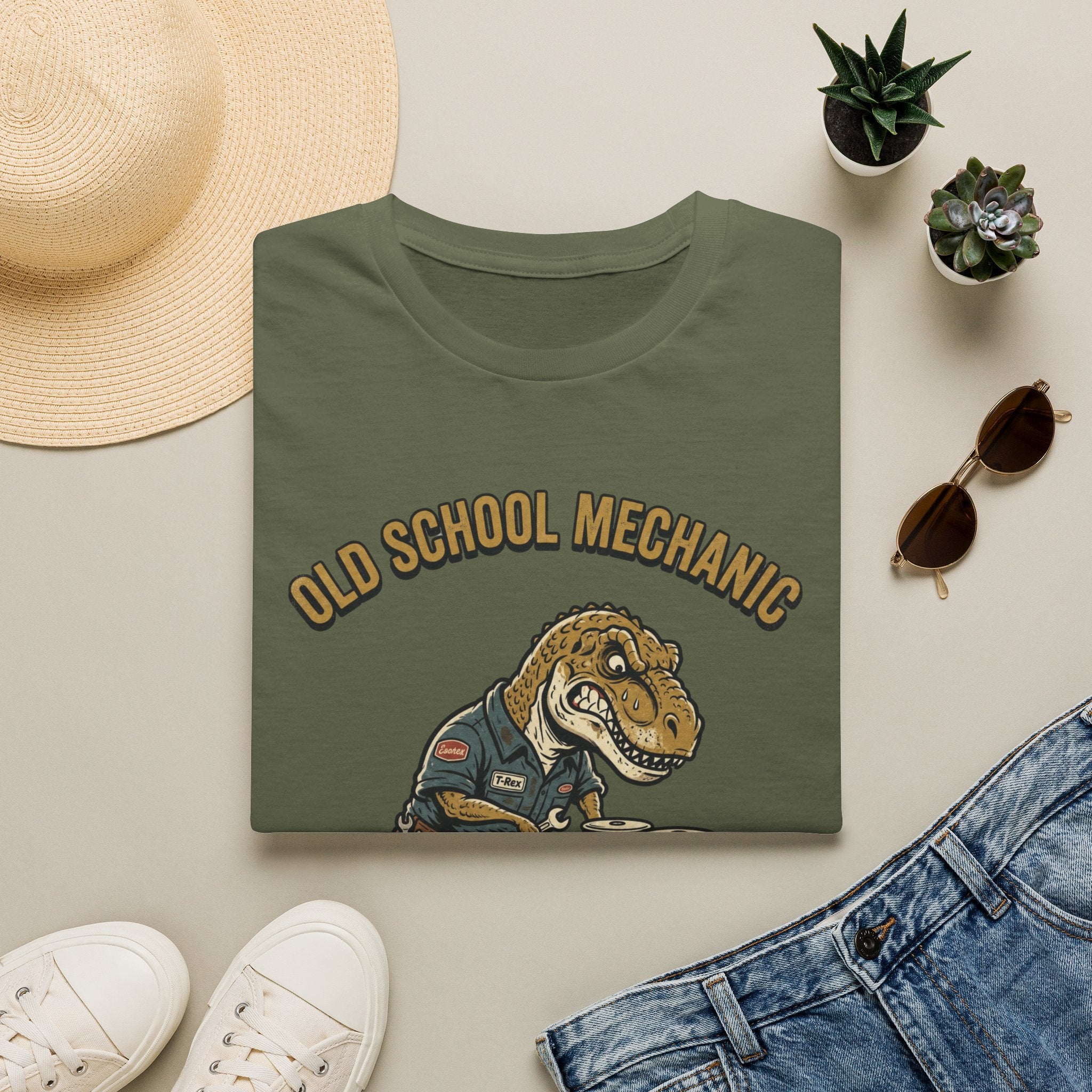 old school mechanic dino T-Shirt