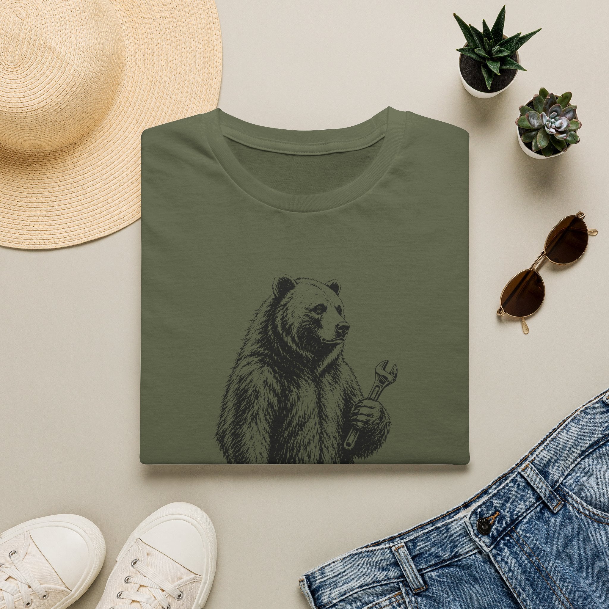 bear with wrench black T-Shirt