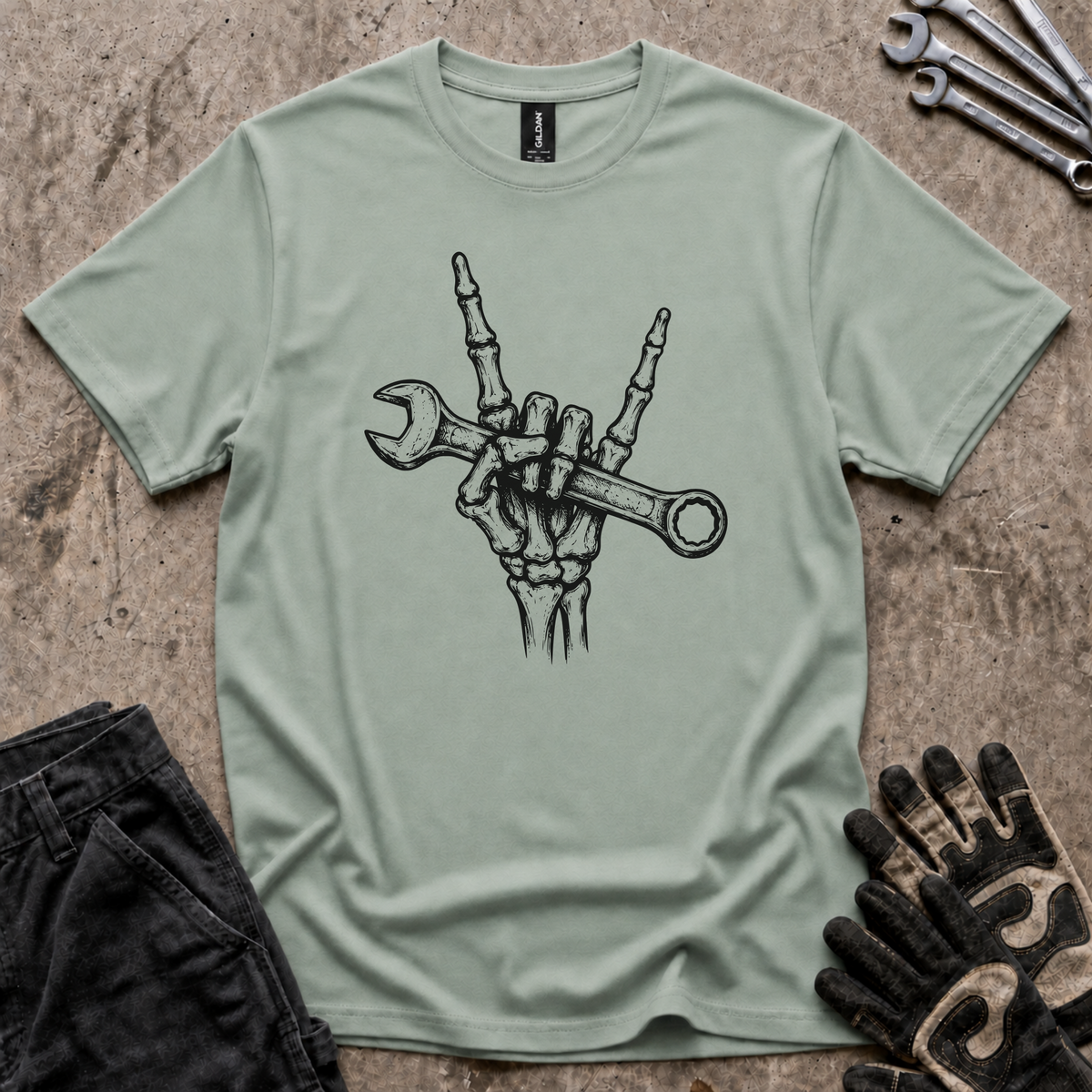 Skeleton Hand Wrench T-Shirt