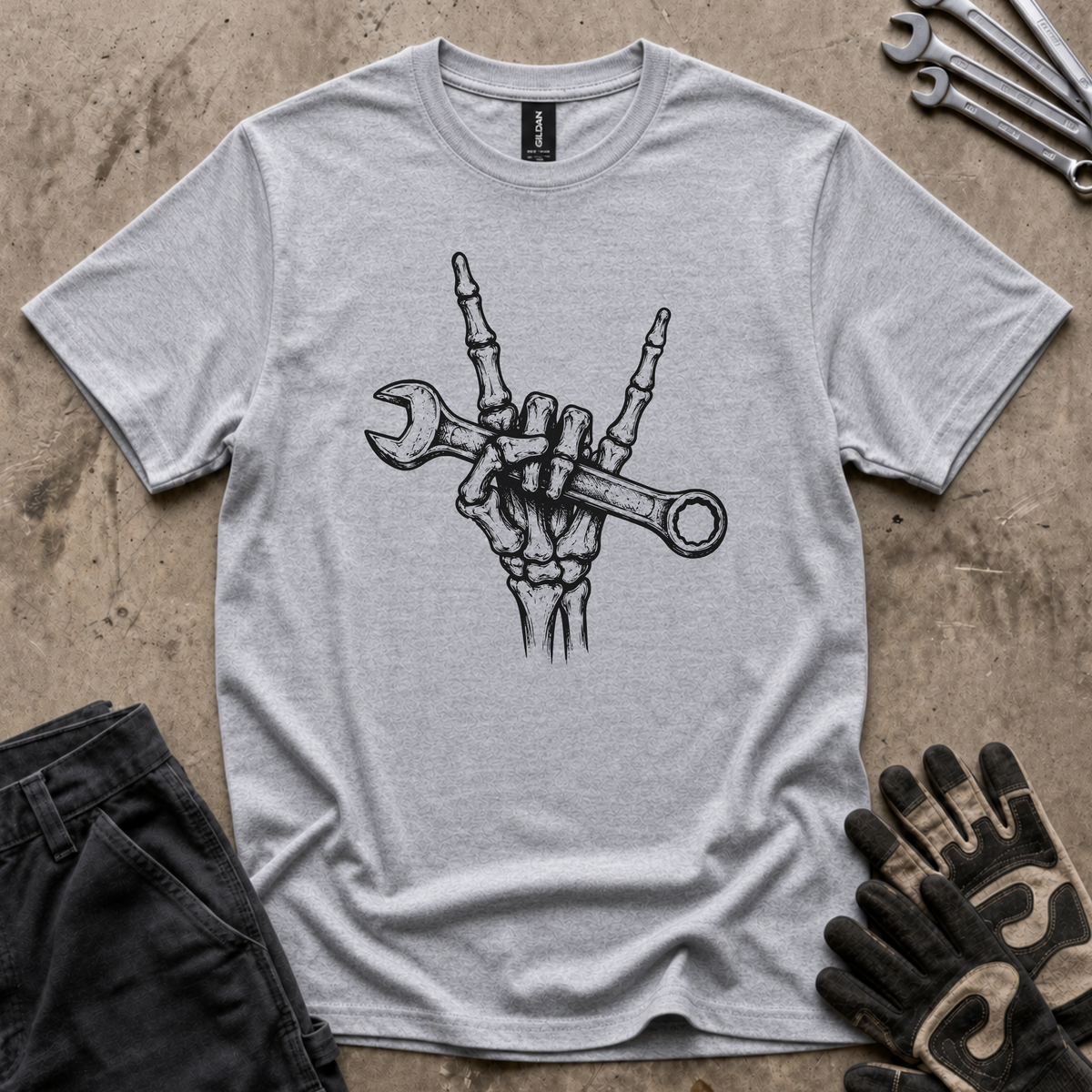 Skeleton Hand Wrench T-Shirt