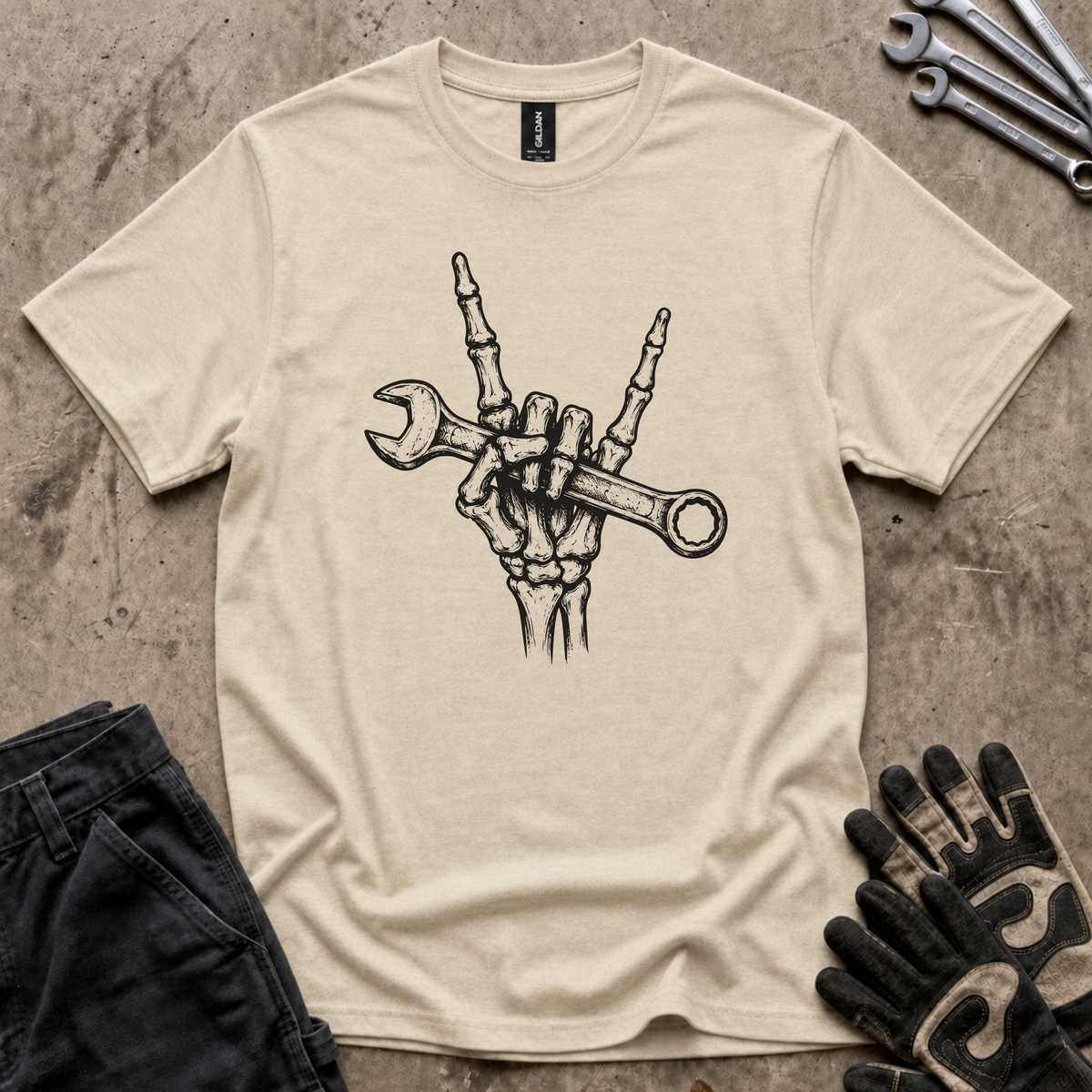 Skeleton Hand Wrench T-Shirt