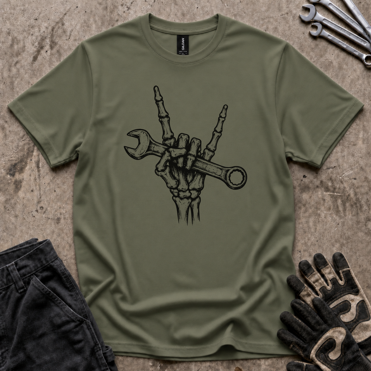 Skeleton Hand Wrench T-Shirt